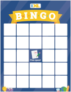 Blank dark blue IXL bingo board with Free Space in the center square.